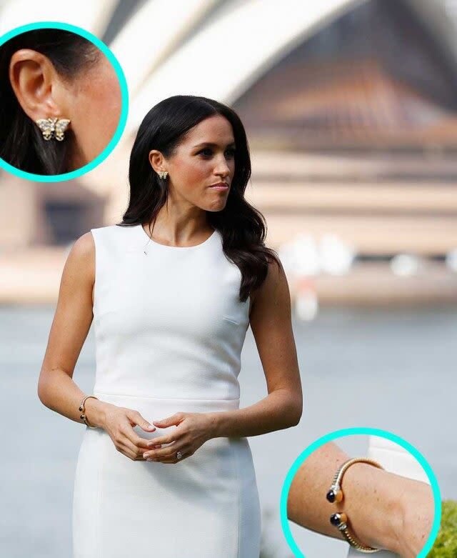 The Duchess wore the earrings last year during her Royal Tour of Australia.