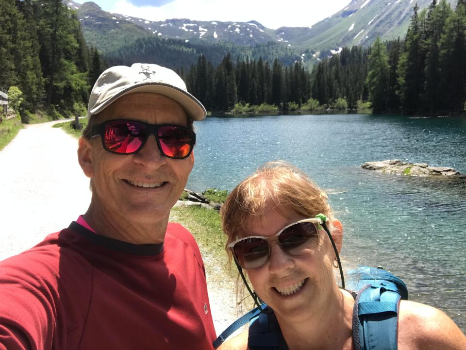 Patricia Baker and husband Paul hiking in Austria in June 2020