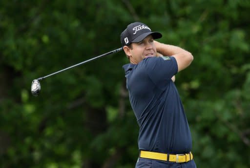 Erik Compton watches his tee shot on the 14th hole during the first round of the Memorial Tournament presented by Nationwide Insurance at Muirfield Village Golf Club, on May 31, in Dublin, Ohio