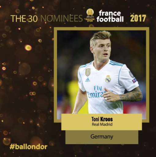 Les 30 nommés au Ballon d'Or 2017