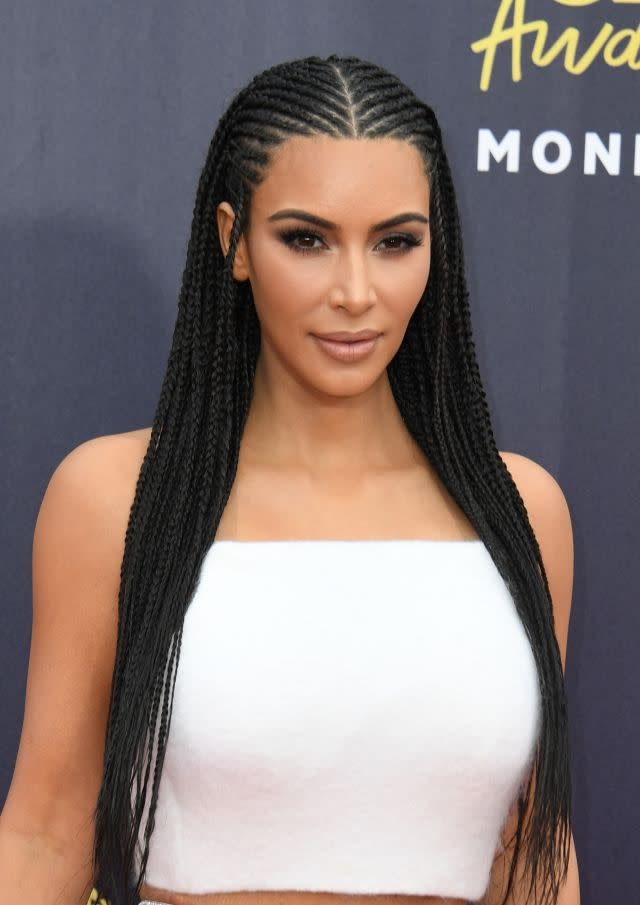 Kim Kardashian went for long braids at 2018 MTV Movie & TV awards