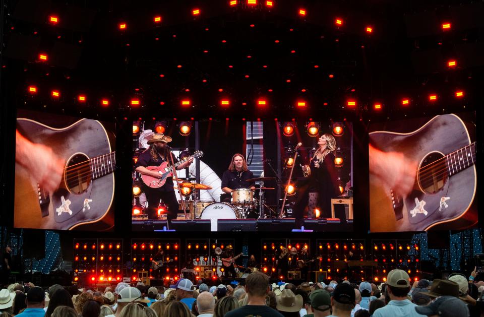 Chris Stapleton performs ahead of George Strait at Nissan Stadium in Nashville , Tenn., Friday, July 28, 2023.