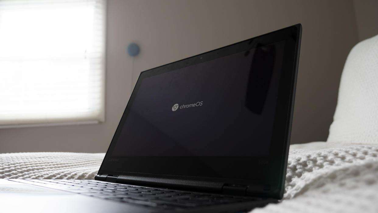  Chrome logo on a Lenovo Chromebook. 