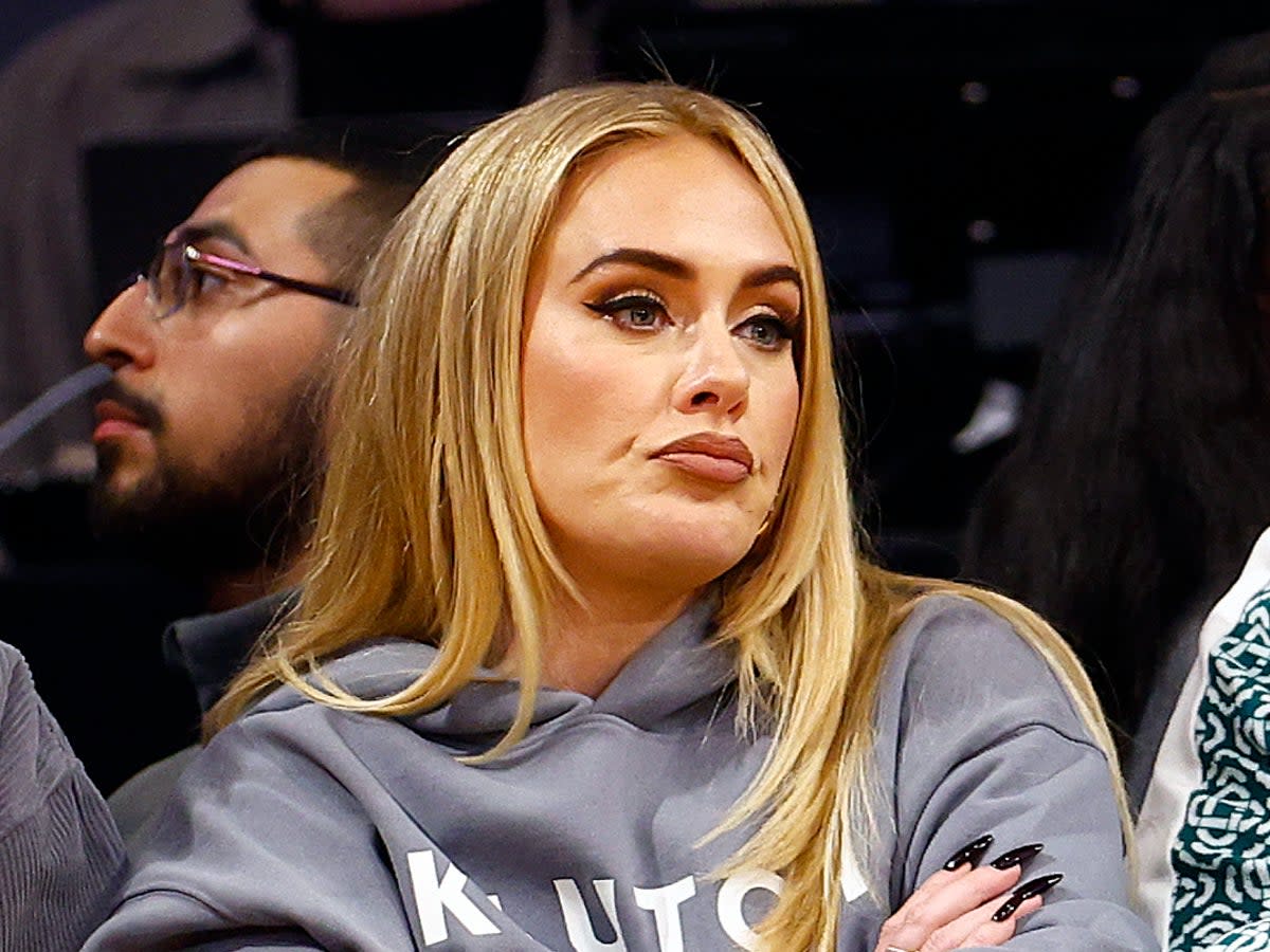 Adele at a game between the Memphis Grizzlies and the Los Angeles Lakers at Crypto.com Arena in 2023 (Getty Images)