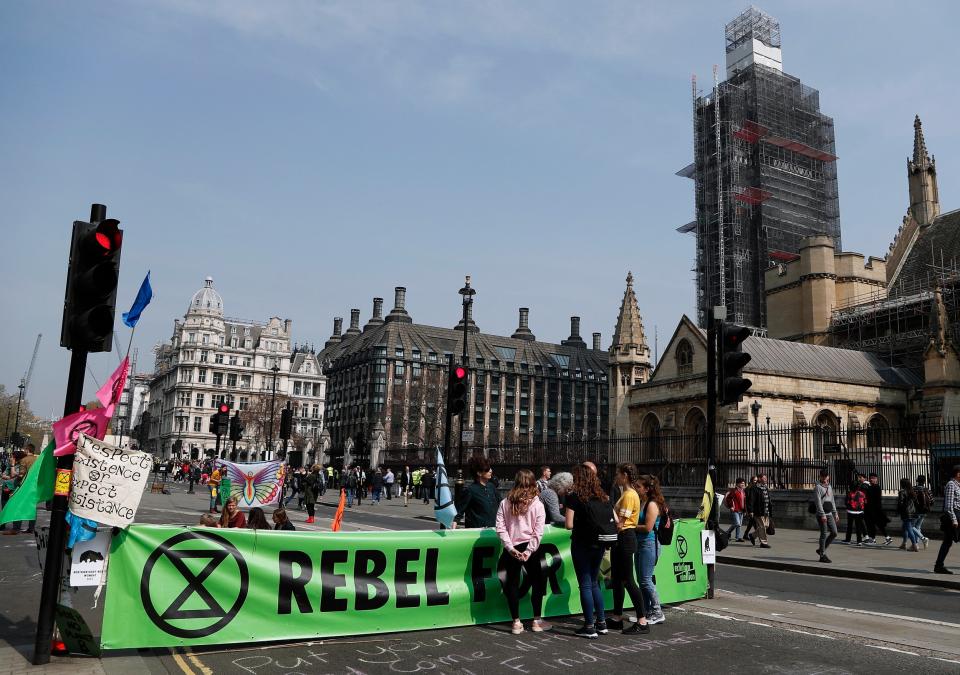 Protesters at Parliament Square (AP)