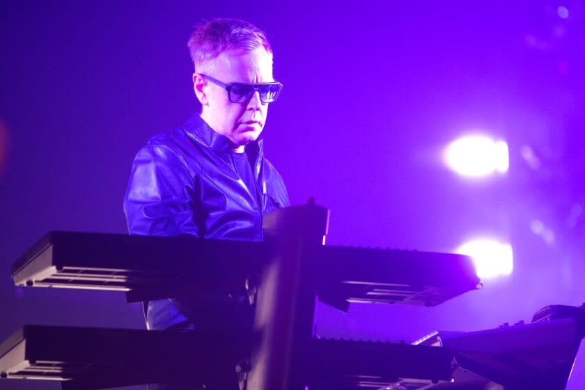 Andy Fletcher of the band Depeche Mode performs in concert during their 