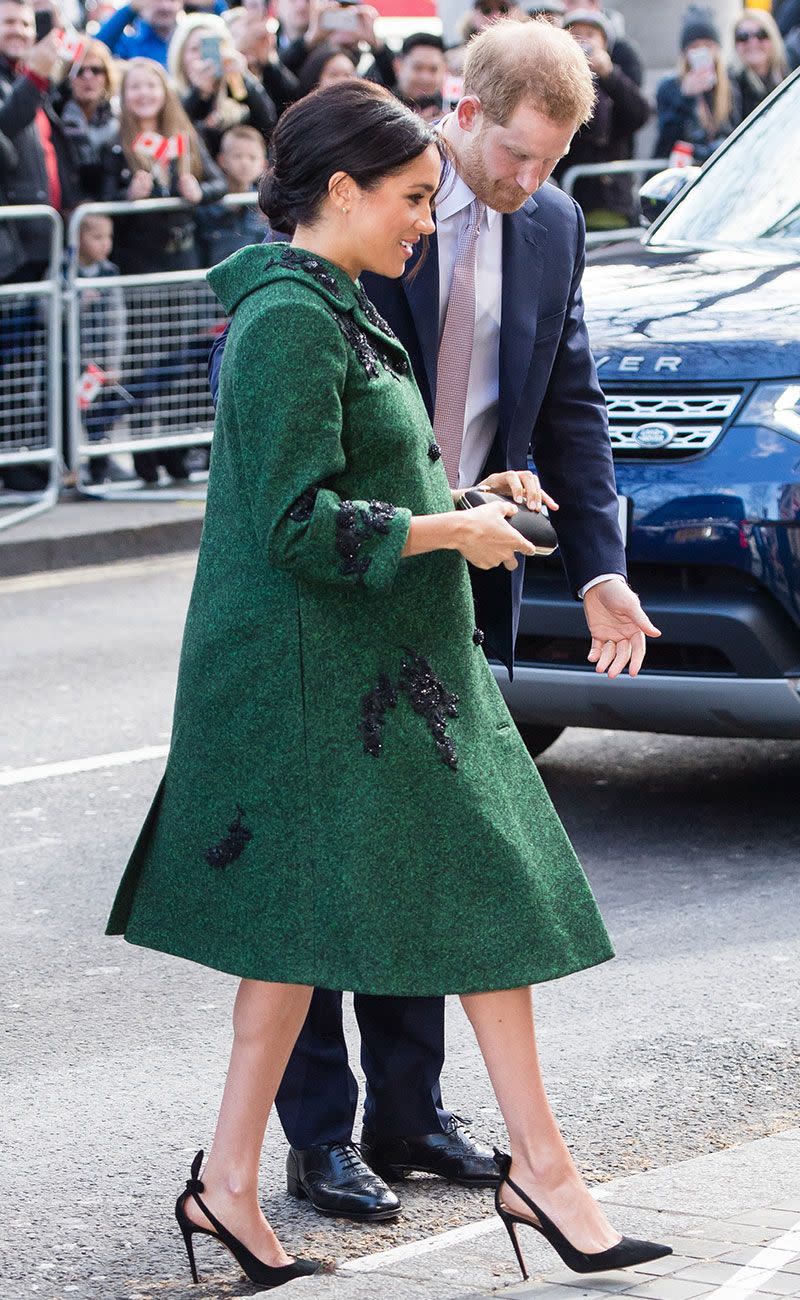 <p>Meghan Markle just casually wore the coat of our dreams during a day of engagements with Prince Harry. The heavily pregnant (then) Duchess chose a custom Erdem coat with matching green dress, which she wore with court shoes by go-to brand Aquazzura. And if the colour looks familiar, that might be because <a href="https://www.cosmopolitan.com/uk/fashion/celebrity/g3517/kate-middletons-outfits-style-fashion/" rel="nofollow noopener" target="_blank" data-ylk="slk:Kate Middleton has been wearing it a lot recently;elm:context_link;itc:0;sec:content-canvas" class="link ">Kate Middleton has been wearing it a lot recently</a>. Looks like that <a href="https://www.cosmopolitan.com/uk/fashion/a26759633/meghan-markle-kate-middleton-style-tips/" rel="nofollow noopener" target="_blank" data-ylk="slk:style advice;elm:context_link;itc:0;sec:content-canvas" class="link ">style advice</a> is starting to rub off...</p>