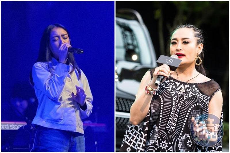 紀曉君（右）質疑排灣族新人女歌手Kivi（左）專輯歌曲〈Paiwan Hymn 排灣聖詩〉有版權疑慮，在臉書發文。（翻攝自Kivi臉書、本刊資料照）
