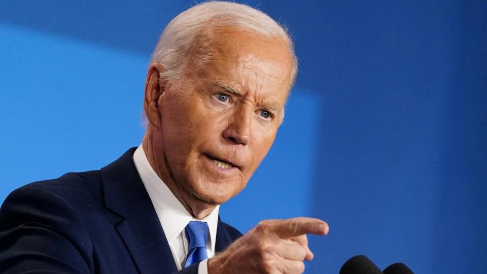 PHOTO: President Joe Biden holds a press conference during NATO's 75th anniversary summit, in Washington, July 11, 2024.  (Nathan Howard/Reuters)