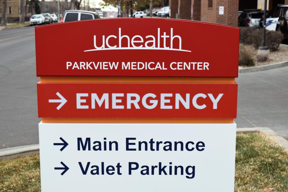 A new sign has been placed in front of UCHealth Parkview Medical Center following the finalization of the hospital system's merger with UCHealth.
