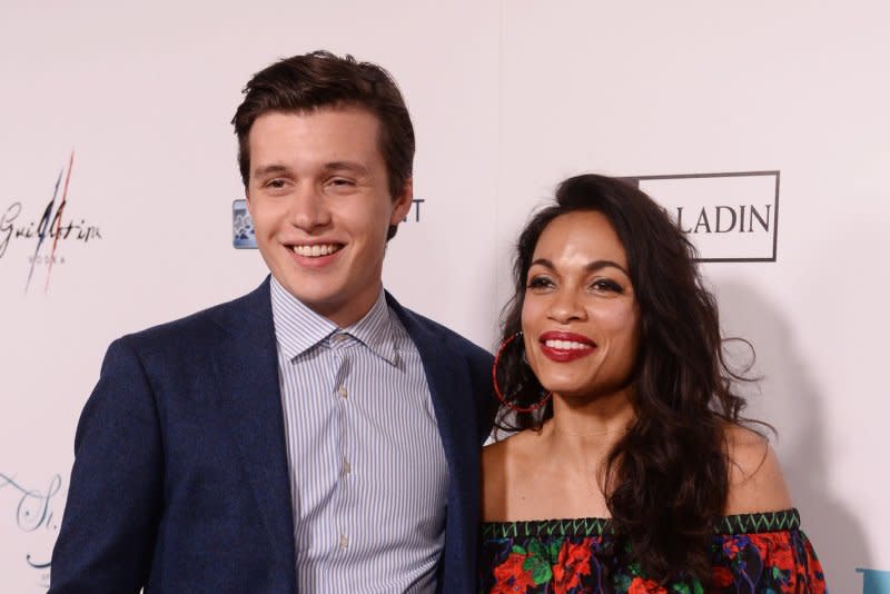 Nick Robinson (L) and Rosario Dawson attend the Los Angeles premiere of "Krystal" in 2018. File Photo by Jim Ruymen/UPI