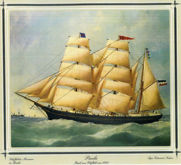 German merchant sailing barque Paula in 1880.