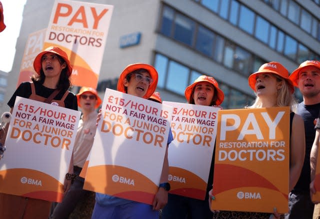 Junior doctors on the picket line outside St Thomas’ Hospital