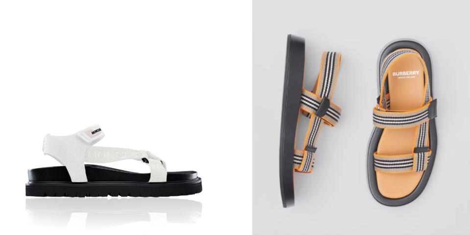 (左) MONCLER Flavia涼鞋/16,100元
(右) BURBERRY標誌性條紋涼鞋-深橘色/22,900元 source: BURBERRY官網