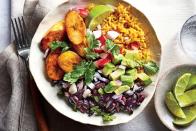 <p>Don’t think you can get a filling, flavorful meal in just one bowl? We’re here to prove you wrong. Brighten up dinnertime with this colorful, customizable meal. Start with bowls filled with yellow rice, black beans, and plantains, and then let everyone add their favorite toppings. If your family loves <a href="https://www.southernliving.com/food/healthy-light/avocado-recipes" rel="nofollow noopener" target="_blank" data-ylk="slk:avocado;elm:context_link;itc:0;sec:content-canvas" class="link ">avocado</a>, make sure you have enough to go around. You’ll be floored by how much flavor fits into one bowl of this <a href="https://www.southernliving.com/food/whats-for-supper/quick-and-easy-vegetarian-recipes" rel="nofollow noopener" target="_blank" data-ylk="slk:meatless meal;elm:context_link;itc:0;sec:content-canvas" class="link ">meatless meal</a>. This simple recipe will be on your table in just 50 minutes, and every bite has sweet, spicy, salty, and savory notes. If you’re new to cooking with plantains, we have a tip from the Test Kitchen: Plantains are ready to cook when their peels turn black on the outside, so buy them black or let them ripen before cooking. Many grocery stores sell heat-and-serve frozen plantains too. You’ll love the sweet crunch the plantains give this colorful dish, so gather the family around the table and tell them to dig in.</p> <p><a href="https://www.myrecipes.com/recipe/cuban-black-bean-yellow-rice-bowls" rel="nofollow noopener" target="_blank" data-ylk="slk:Cuban Black Bean-and-Yellow Rice Bowls Recipe;elm:context_link;itc:0;sec:content-canvas" class="link ">Cuban Black Bean-and-Yellow Rice Bowls Recipe</a></p>