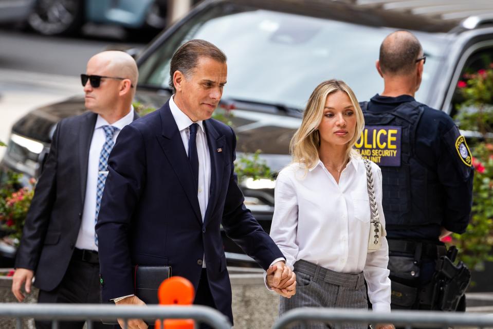 Hunter Biden and his wife Melissa Cohen Biden arrive for the second day of jury deliberations in his federal gun trial at the US Federal District Court in Wilmington, Delaware, USA, 11 June 2024 (EPA)