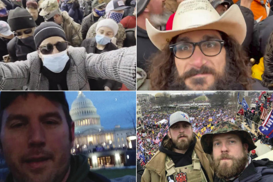 Brandon Straka (top left), Jonathan Mellis (top right), Karl Dresch (bottom left) and Ryan Nichols (bottom right, right) were all upset that their fellow Trump supporters were giving Antifa credit for their work. (Photo: FBI Handouts)