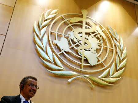 Newly elected Director General of the World Health Organization (WHO) Tedros Adhanom Ghebreyesus pauses during the 70th World Health Assembly in Geneva, Switzerland, May 23, 2017. REUTERS/Denis Balibouse