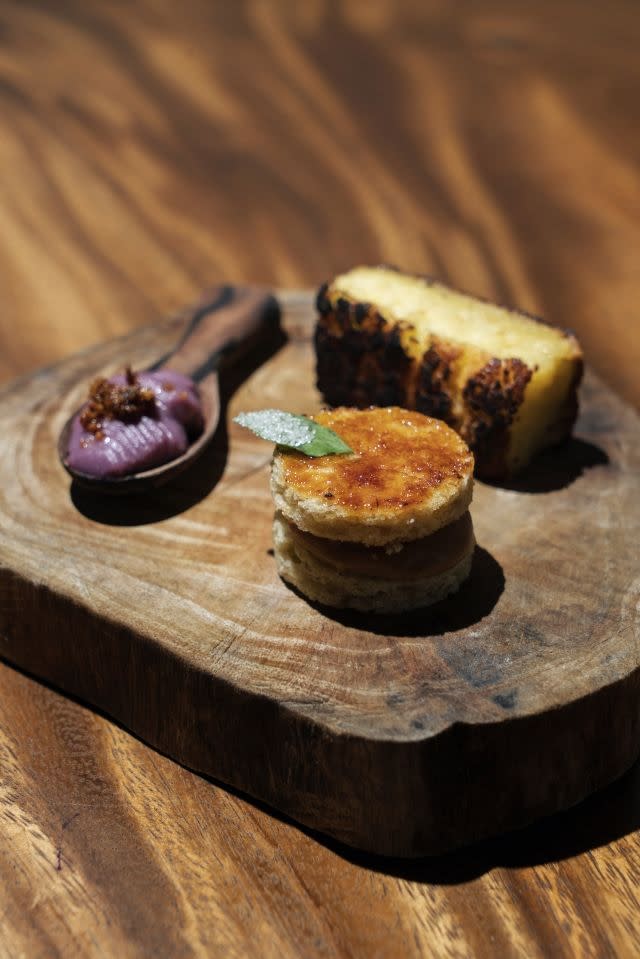Ube with Pastillas, Banana Inipit with Burnt Custard and Grilled Cassava Cake at Toyo Eatery