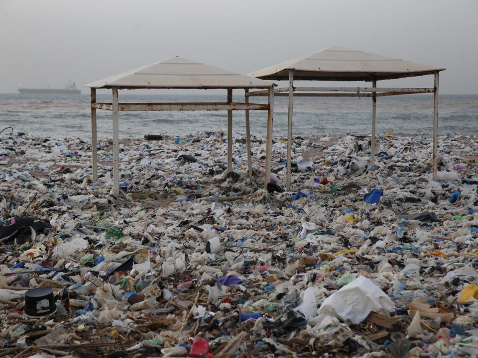 Piles of rubbish were dumped on a beach at Zouq Mosbeh, just north of Beirut, after a winter storm: Hussein Malla/AP