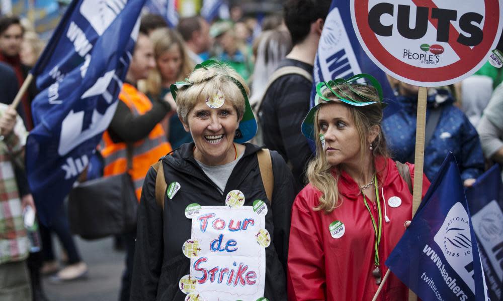 Public sector workers protest against cuts.