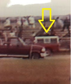 Officials are currently looking for the owner of this red truck pictured at an Alma ball field on the day of Morgan Nick's disappearance on June 9, 1995. A new documentary film on Nick's case has developed nearly 300 leads.