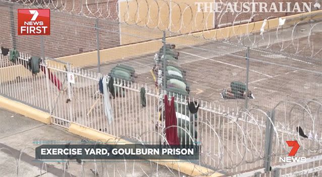 Exclusive footage shows the inmates praying in the jali's exercise yard. Photo: The Australian/ 7 News