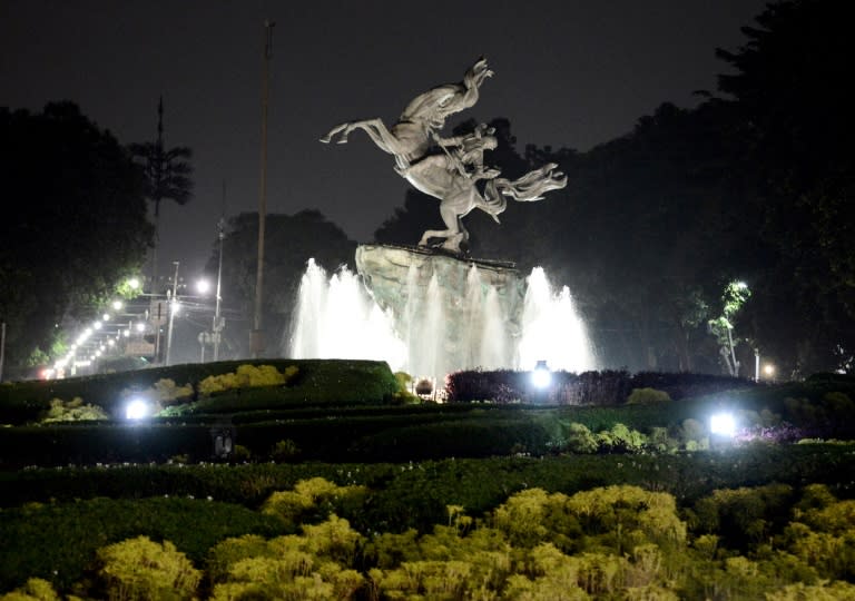 From galloping horses to Indonesia's hero Husni Thamrin and a flame atop a tall tower, statues and monuments across the huge Indonesian capital Jakarta light up at night, adding some sparkle to the city