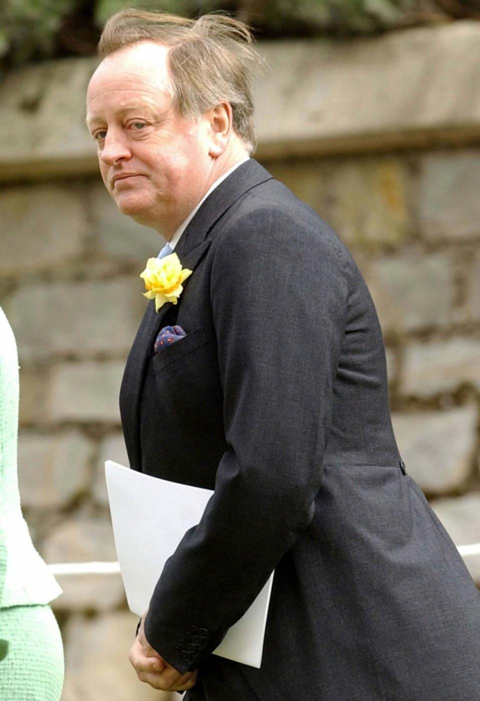 <div class="inline-image__caption"><p>Andrew Parker Bowles, [former husband of Camilla Parker Bowles], leaves St. George's Chapel in Windsor Castle, southern England, after the Service of Prayer and Dedication following the marriage of [Britain's Prince Charles and the Duchess of Cornwall], April 9, 2005.</p></div> <div class="inline-image__credit">REUTERS</div>