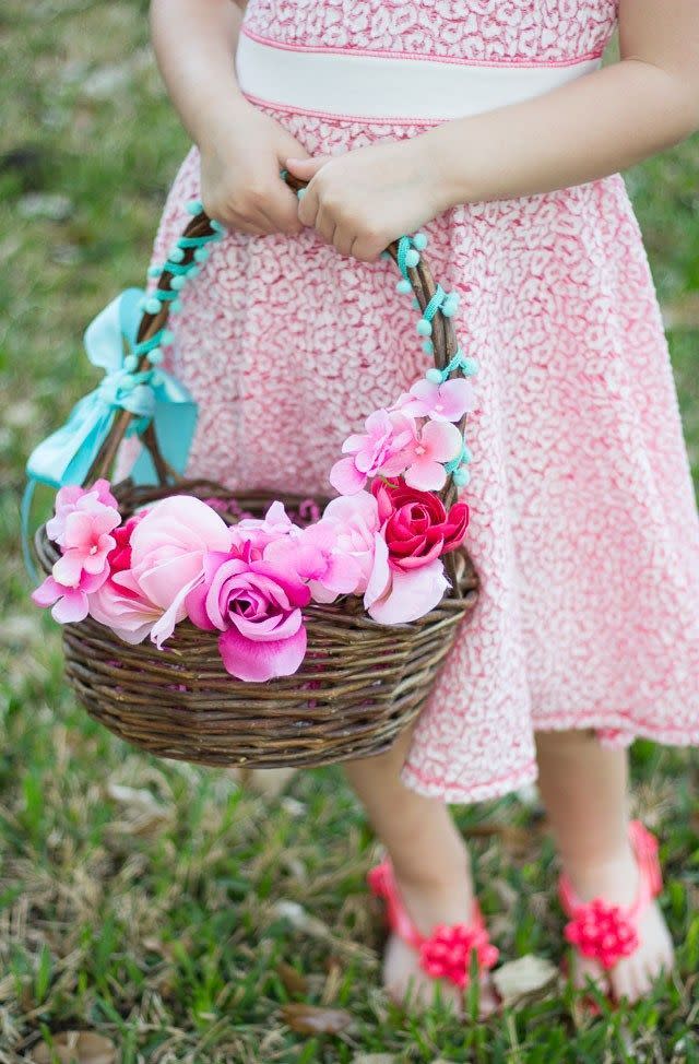 Pink Flower Easter Basket