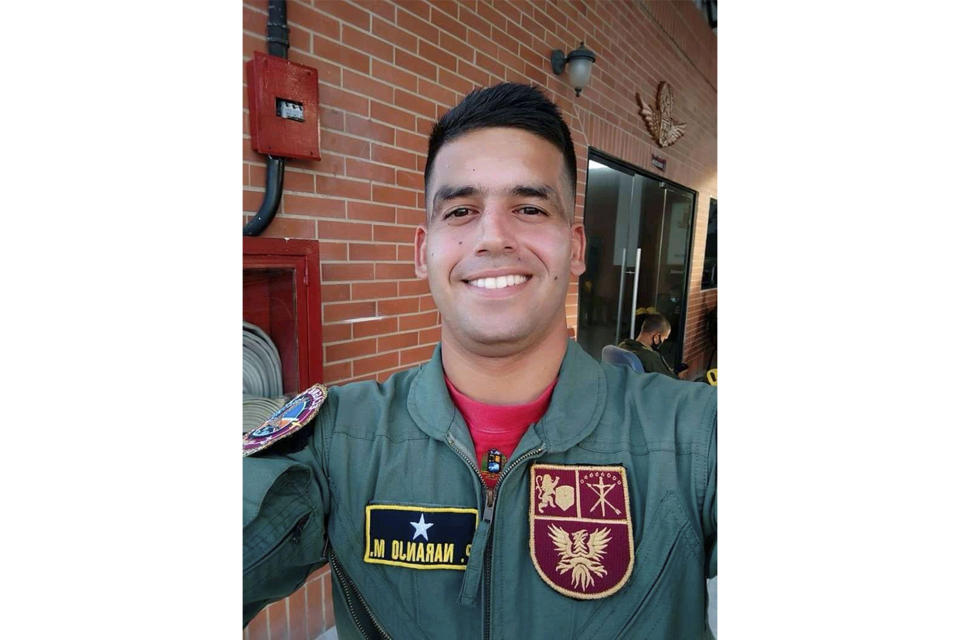 This undated photo provided by Maria Elena Machado shows Lt Pedro Naranjo in Venezuela. The son of a prominent opponent of Venezuela’s Nicolas Maduro, Naranjo has been arrested after being deported by the U.S. in what migration experts say was a perfectly foreseeable outcome of the Biden administration’s push to discourage asylum seekers from the turbulent South American nation. (Maria Elena Machado via AP)