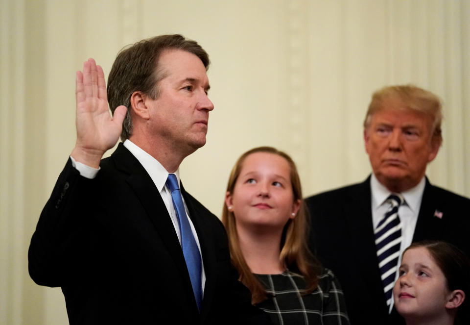 Justice Brett Kavanaugh participates in his ceremonial public swearing-in for the Supreme Court. (Photo: Jonathan Ernst/Reuters)