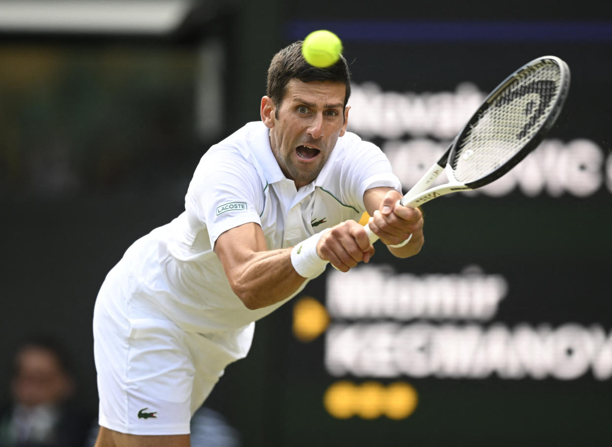 Novak Djokovic's quest for a fourth consecutive Wimbledon title continued with a win Friday. (REUTERS/Toby Melville)