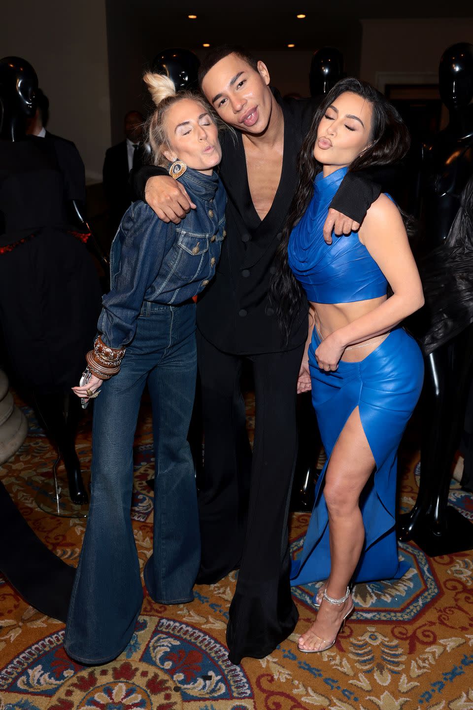 new york, new york may 24 l r marni senofonte, olivier rousteing, and kim kardashian attend the 74th annual parsons benefit at cipriani wall street on may 24, 2023 in new york city photo by dimitrios kambourisgetty images for parsons school of design