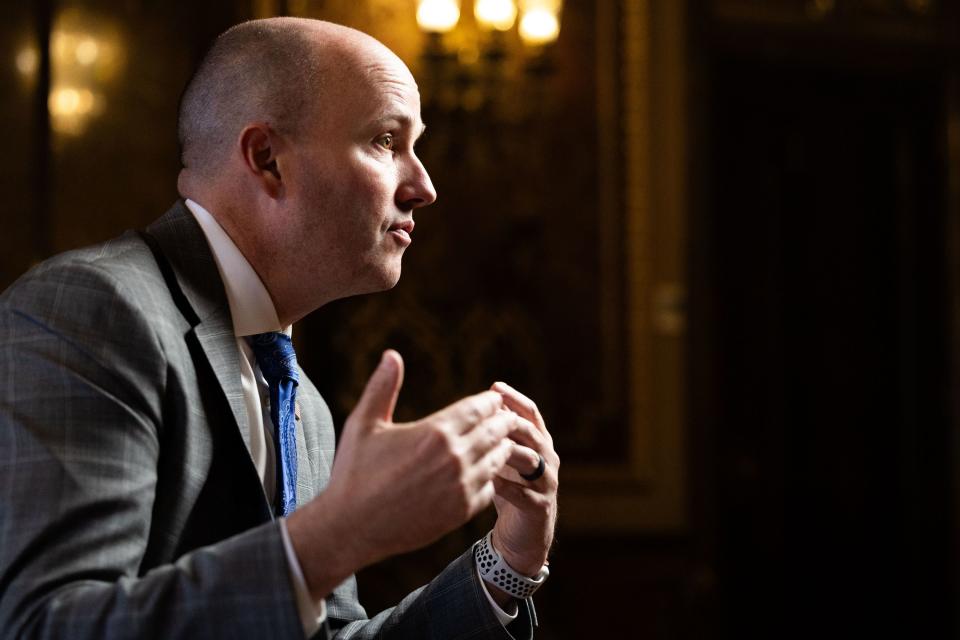 Gov. Spencer Cox speaks during an interview with the Deseret News leading up to the 2024 legislative session at the Utah Capitol in Salt Lake City on Friday, Jan. 12, 2024. | Megan Nielsen, Deseret News