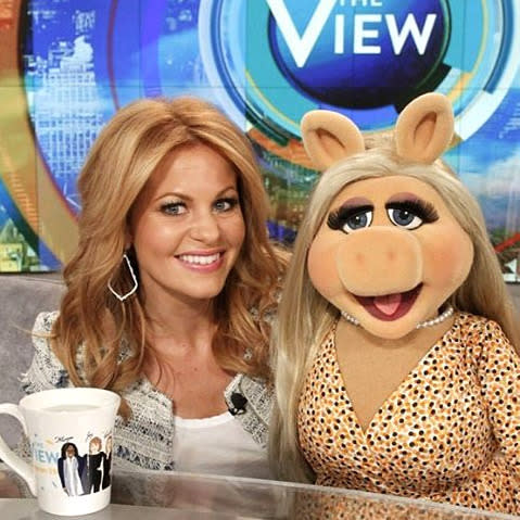Candace Cameron Bure, with one of her interview subjects on “The View”: “A highlight interview for me with Miss Piggy!” -@candacecbure (Photo: Instagram)