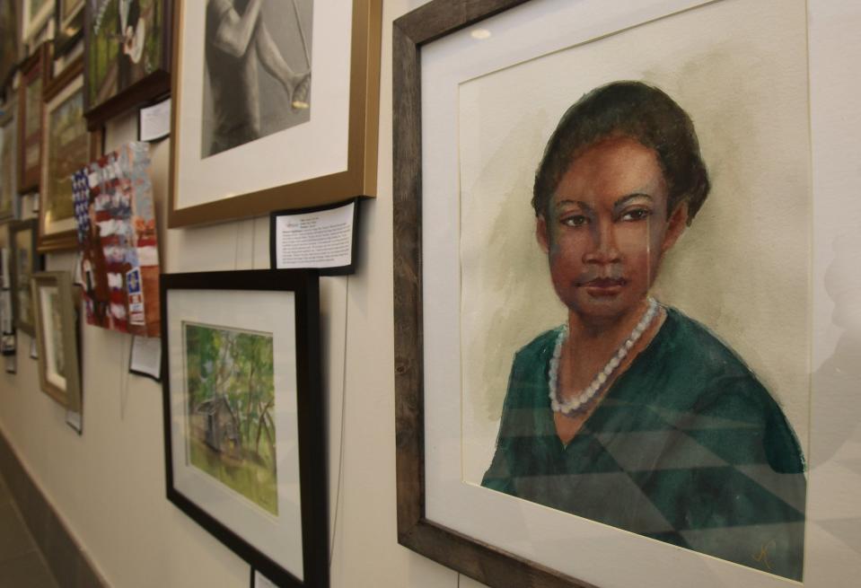 A watercolor portrait of Green Cove Springs-born artist Augusta Savage as done by Jan Koss is one of 33 works now on display in the Clay County Courthouse gallery on the fourth floor.