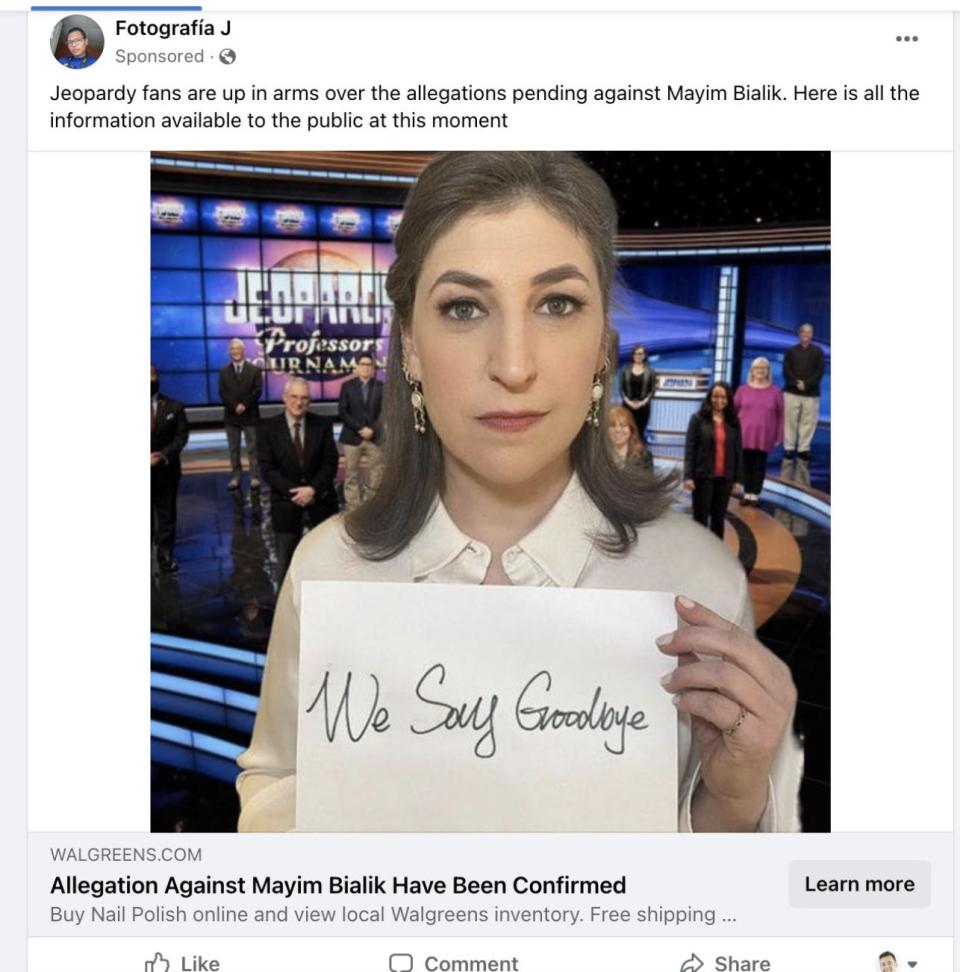 Mayim Bialik Facebook ad