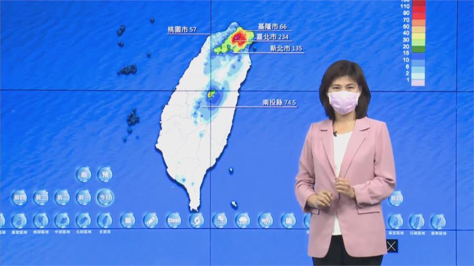 彩雲颱風環流+鋒面影響　對流旺盛「大雨像用倒的」