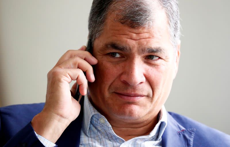 FILE PHOTO: Ecuador's former president Correa is pictured ahead of an interview with Reuters in Brussels