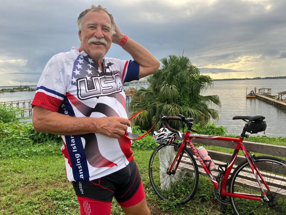 Retired pilot and former paratrooper Tom Roman of Viera stopped by the Indian River in Cocoa, on what would be a 30-mile Monday morning bike ride, to see the Artemis I launch. A few minutes later, the launch was scrubbed.