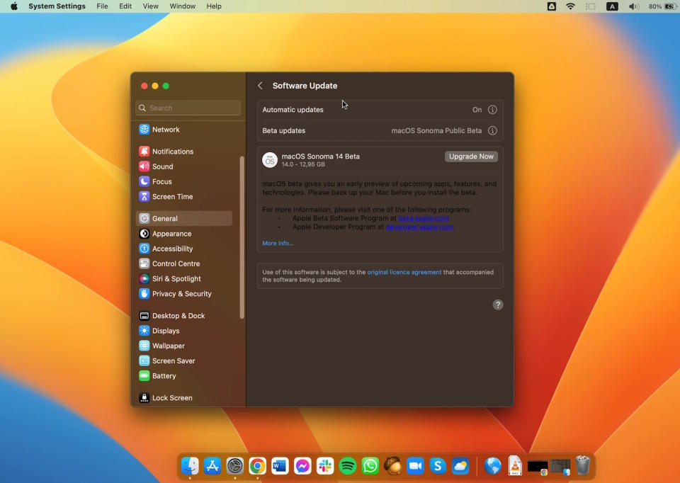 Screenshot showing the installation process of macOS 14