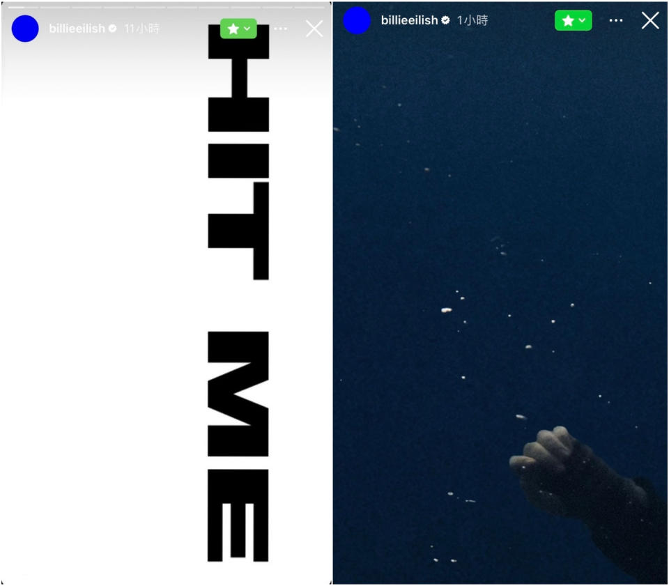 ▲上週的摯友限動搶先曝光部分專輯名 (左) 及封面視覺 (右)。(圖截自 Billie Eilish IG)