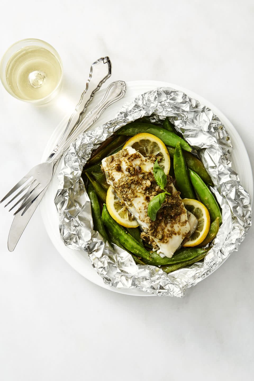 Fish Packets With Caper Butter and Snap Peas