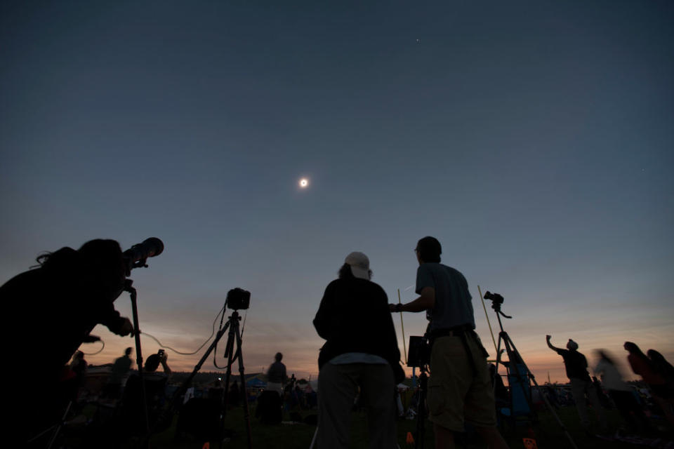 A total solar eclipse seen from the Lowell Observatory Solar Eclipse Experience on Aug. 21, 2017 in Madras, Oregon.  / Credit: Stan Honda/AFP/Getty Images