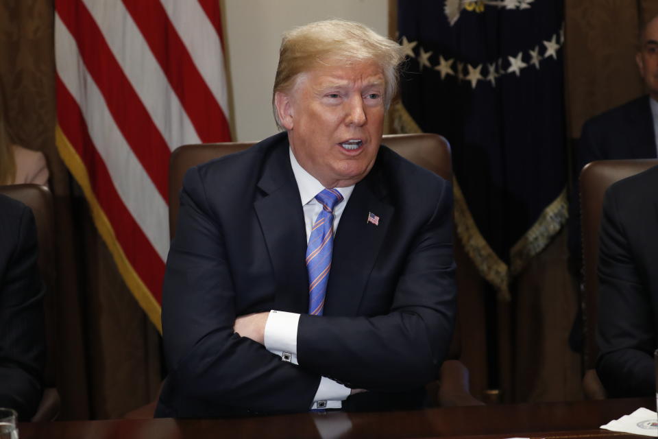 President Trump speaks during a Cabinet meeting Wednesday. (Photo: Pablo Martinez Monsivais/AP)