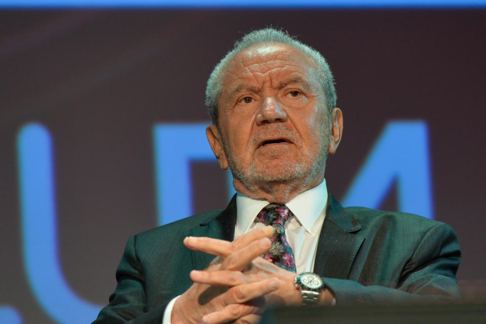 Lord Alan Sugar, Business Titan And Star Of The Apprentice UK, speaks at Pendulum Summit, World's Leading Business and Self-Empowerment Summit, in Dublin Convention Center. On Thursday, January 10, 2019, in Dublin, Ireland.   On Wednesday, 8 January 2020, in Dublin, Ireland. (Photo by Artur Widak/NurPhoto via Getty Images)