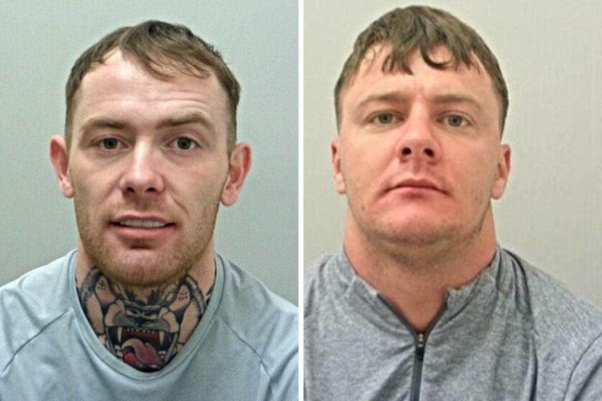 Police have released pictures of two Burnley men wanted over an investigation into drug dealing. <i>(Image: Lancs police)</i>