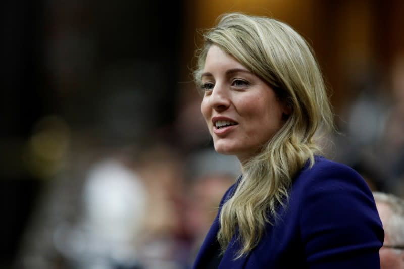 FILE PHOTO: Canada's Minister of Economic Development and Official Languages Melanie Joly speaks during Question Period in the House of Commons on Parliament Hill in Ottawa