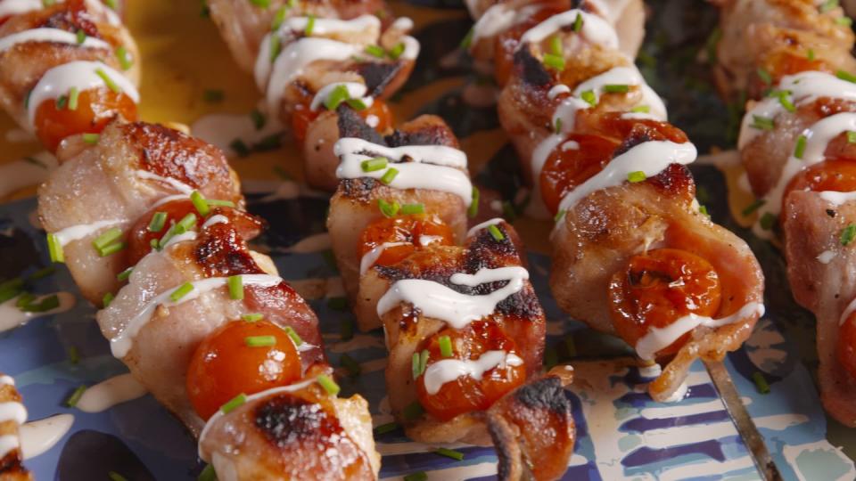 Chicken, Bacon, Ranch Skewers